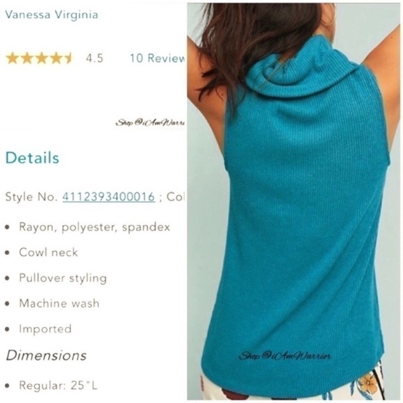 Anthropologie NWT {Vanessa Virginia) cowl neck top *shop@iamwarrior - Picture 2 of 8